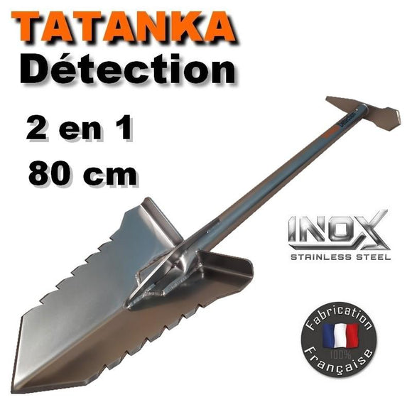 Pikhouweel schop 2 in 1 versterkt mes volledig roestvrij staal Lg 80cm TATANKA-detectie